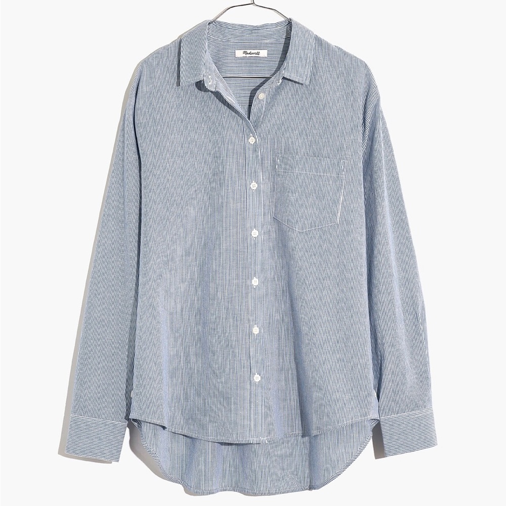 Madewell Side-Button Oversized Ex-Boyfriend Shirt in Stripe